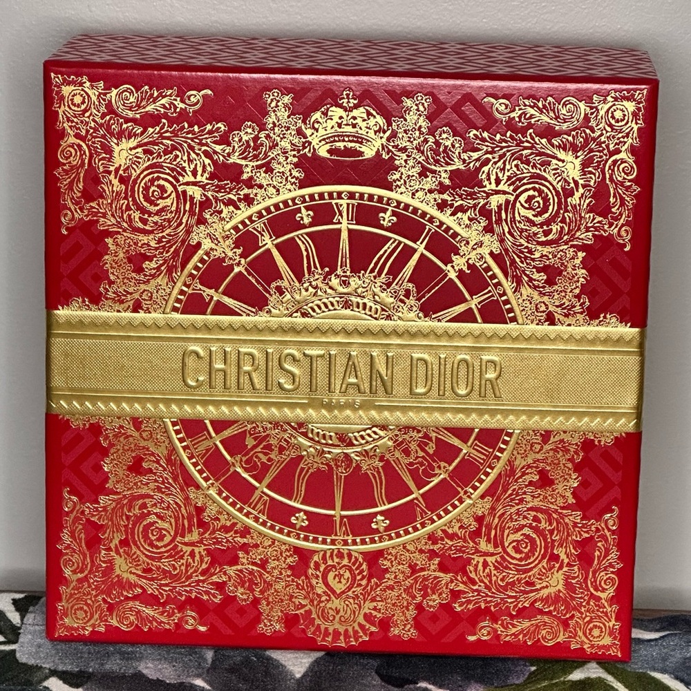 Christian Dior Red and Gold Limited Edition Gift Box with Tissue Paper